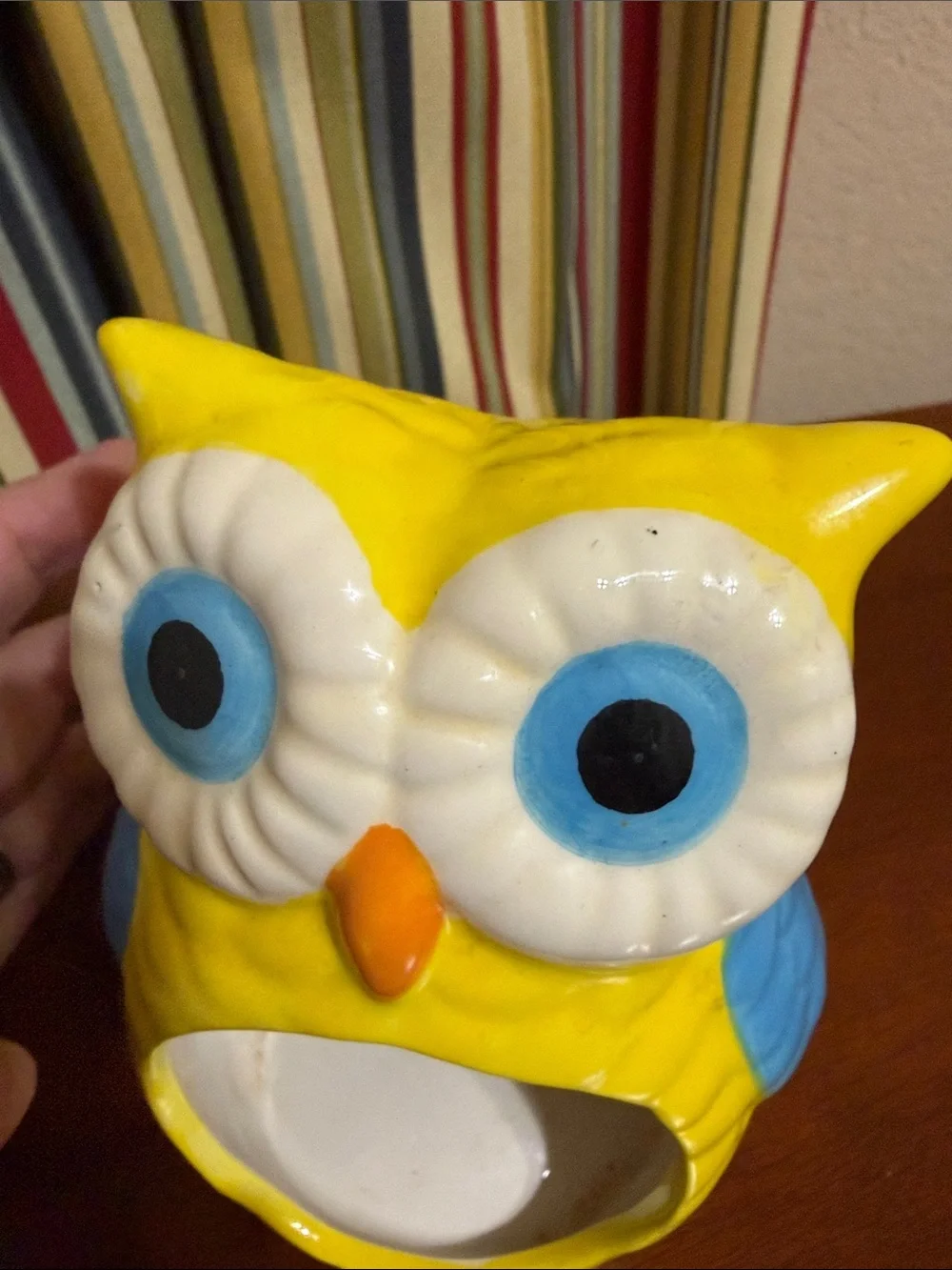 Yellow & Blue Ceramic Owl Kitchen Holder